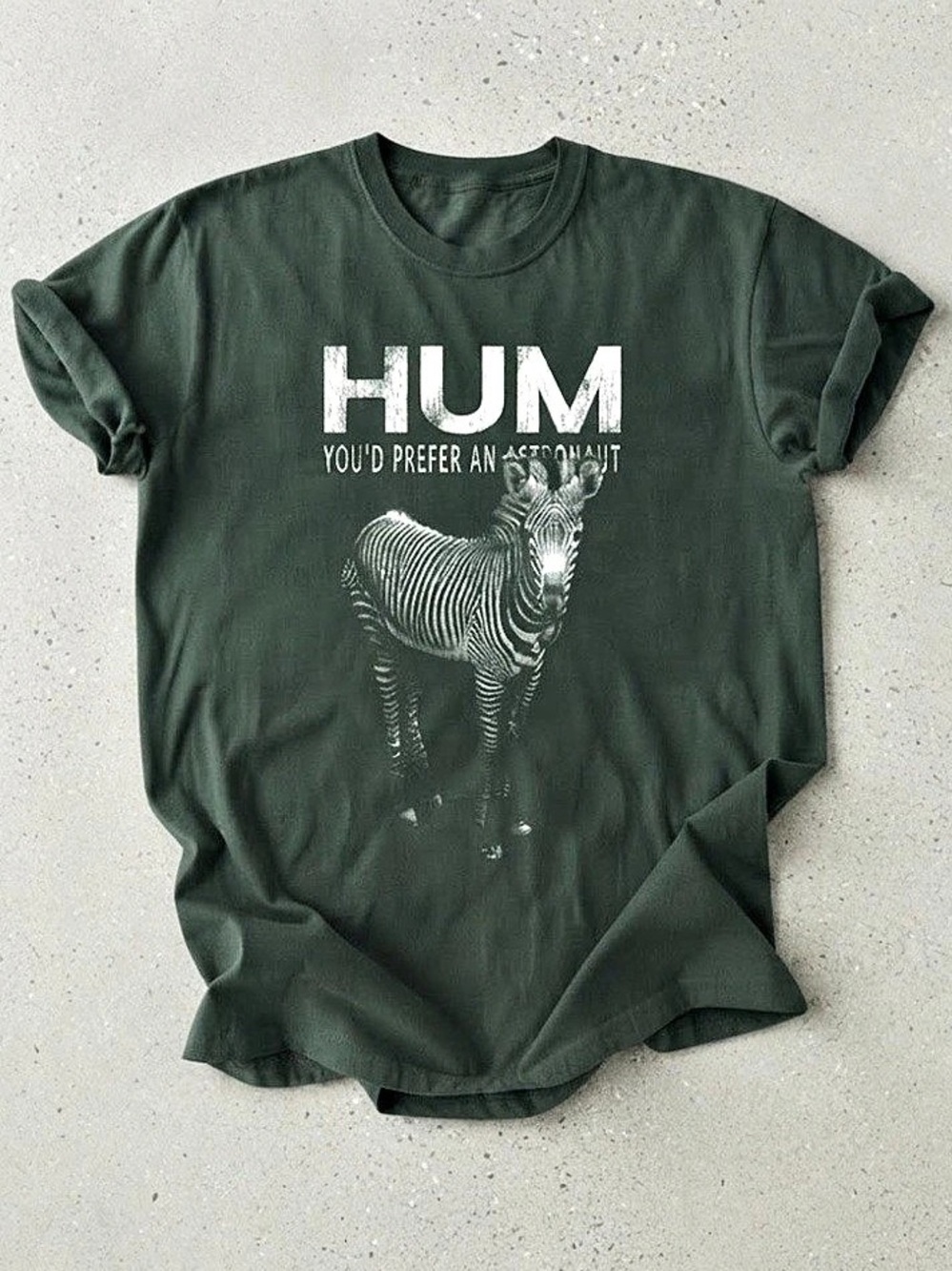 Hum Band Zebra Astronaut Graphic Dark Green Gildan T-Shirt